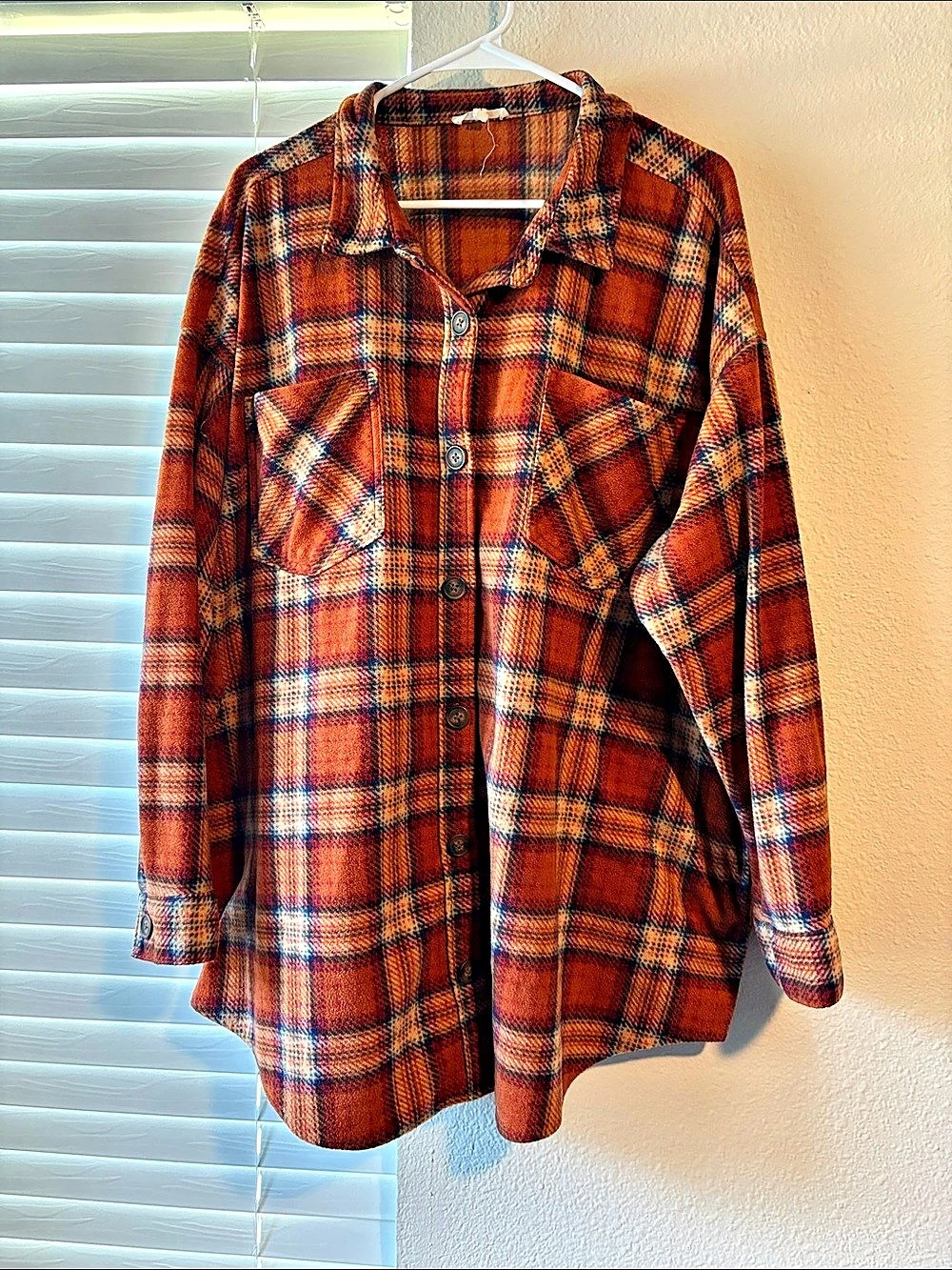 maurices Plaid Button Down Shirt Orange Brown Size 3X Like New